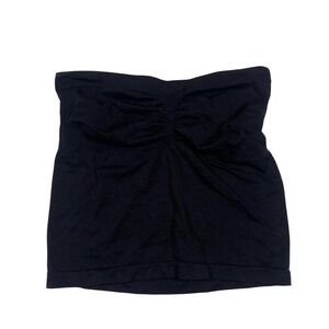 Vintage Y2K Stretchy Black Seamless Ruched Bandeau Tube Top Shapewear Medium